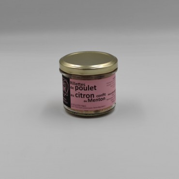 Rillette de poulet au citron confit de Menton